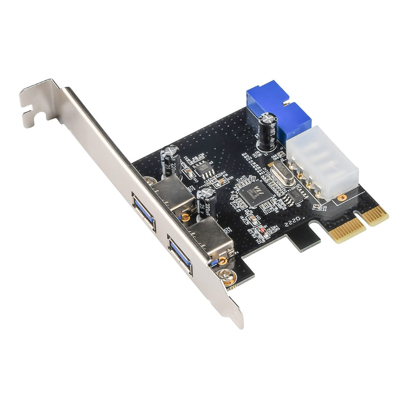 [AUSTRALIA] - 2 Port PCIE Expansion Card, Aideepen 2 Ports PCI-E to USB 3.0 Expasion Card with 4-Pin & 20 Pin Control Card Adapter PCI Express Controller Hub for Windows