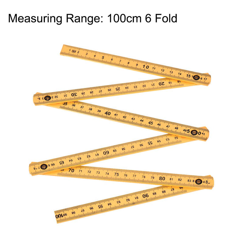  [AUSTRALIA] - uxcell Folding Ruler 100cm 6 Fold Metric Measuring Tool ABS for Woodworking Engineer Yellow