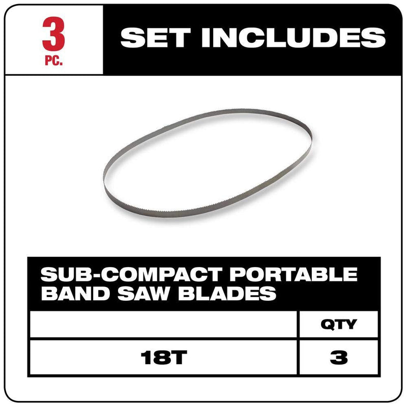  [AUSTRALIA] - Milwaukee 48-39-0572 Sub-Compact Portable Band Saw Blades, 27-Inch 18TPI, 3 Blades per Pack, 3 Pack (9 Blades Total)