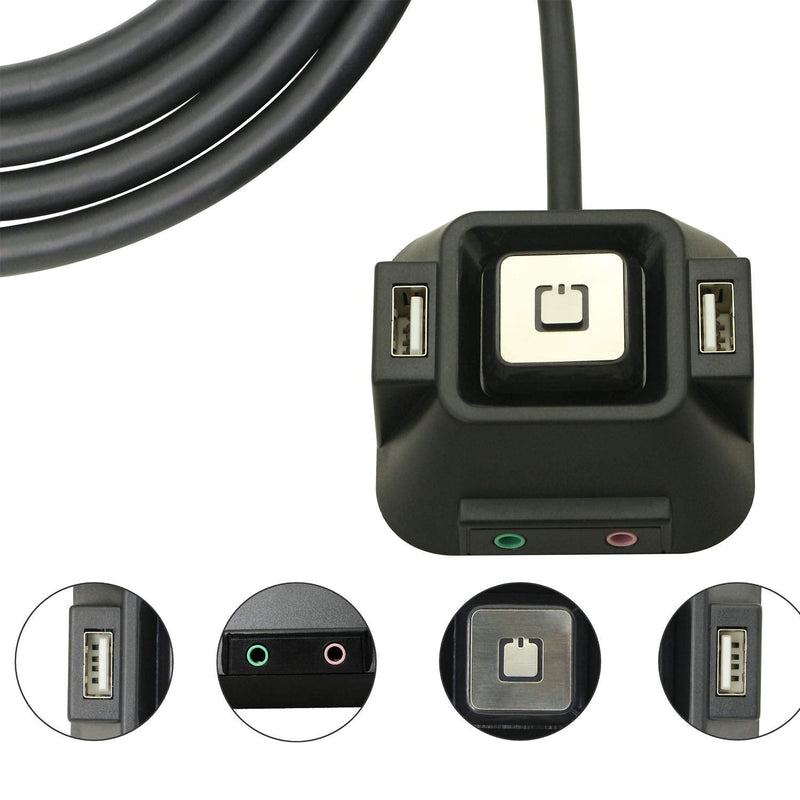  [AUSTRALIA] - Desktop Computer Case Switch,Reset HDD Button Switch with Dual USB Ports,Power Button,Audio Ports for Desktop PC Case Black