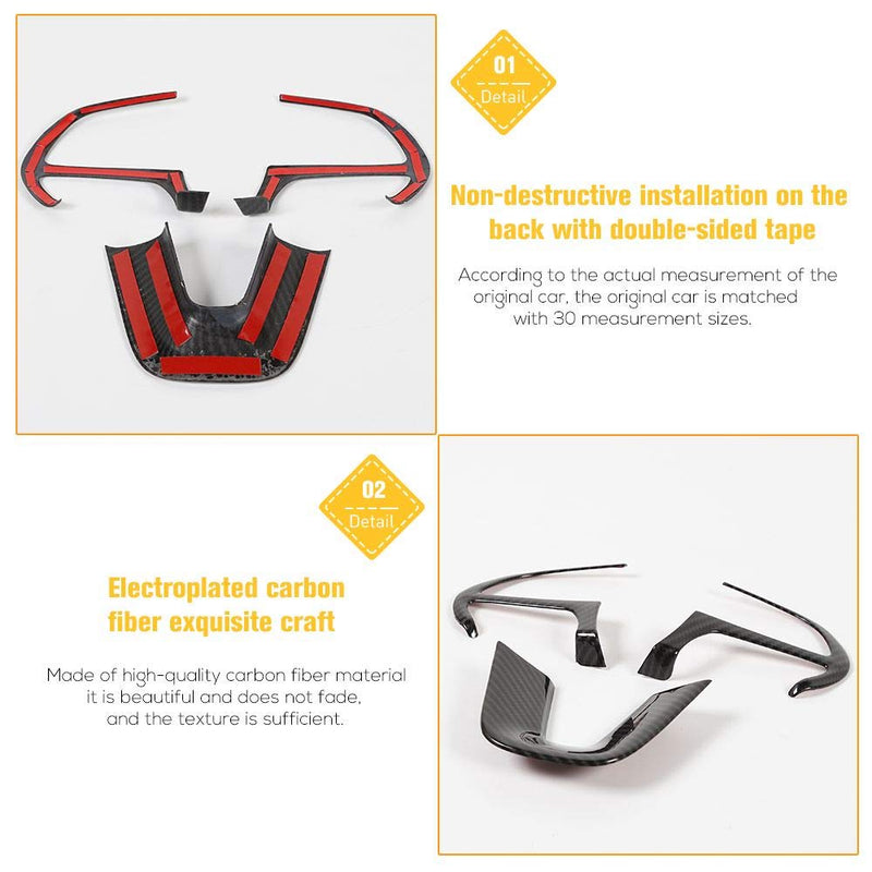  [AUSTRALIA] - JeCar Steering Wheel Moulding Frame Cover Trim Challenger Accessories for Dodge Challenger 2015-2019 Carbon Fiber Pattern