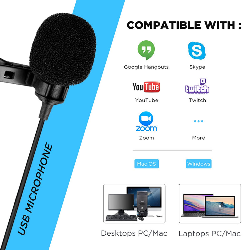  [AUSTRALIA] - Saramonic Lavalier USB Lapel Microphone for PC, Omnidirectional Clip on Mic for Computer, Mac, Laptop, YouTube, Skype, Recording, Podcasting, Gaming (19.7ft)