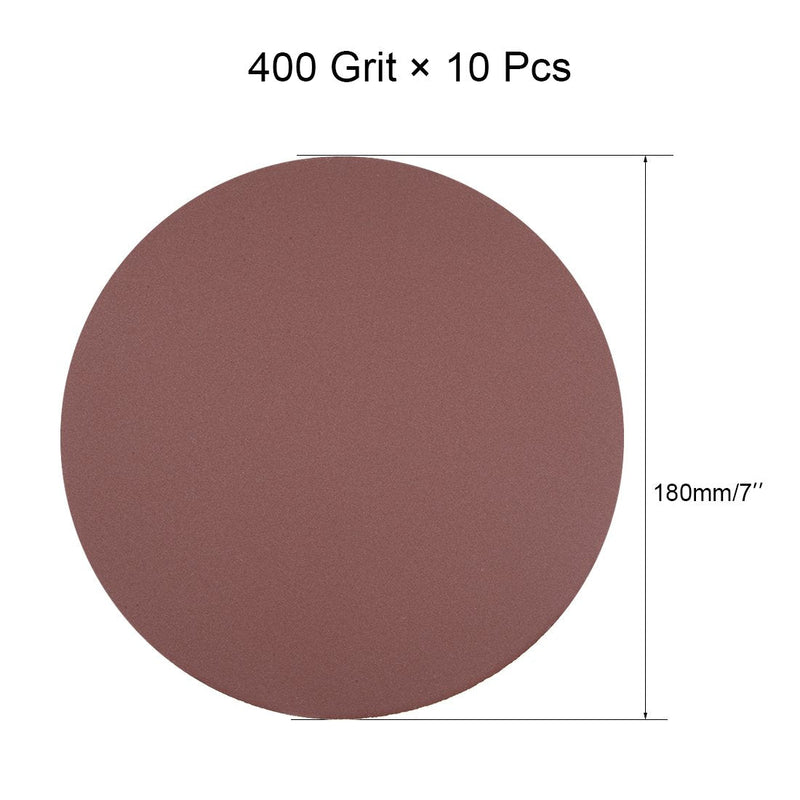  [AUSTRALIA] - uxcell 10Pcs 7 Inch Hook and Loop Sanding Disc 400 Grits Flocking Sandpaper for Random Orbit Sander Brown