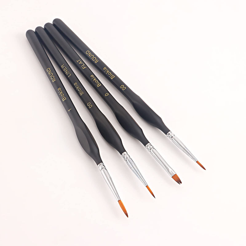  [AUSTRALIA] - Biokia Detail Paint Brush Set, Miniature Paint Brushes,11pcs Small Paint Brushes for Acrylic Painting Watercolor, Oil, Face, Nail, Scale Model Painting, Line Drawing (Black) Black