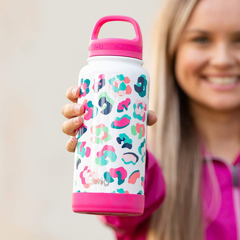  [AUSTRALIA] - Swig Life 30oz Triple Insulated Stainless Steel Wide Mouth Water Bottle with Handle, Dishwasher Safe, Double Wall, Vacuum Sealed, Reusable Thermos (Multiple Patterns Available) A Party Animal