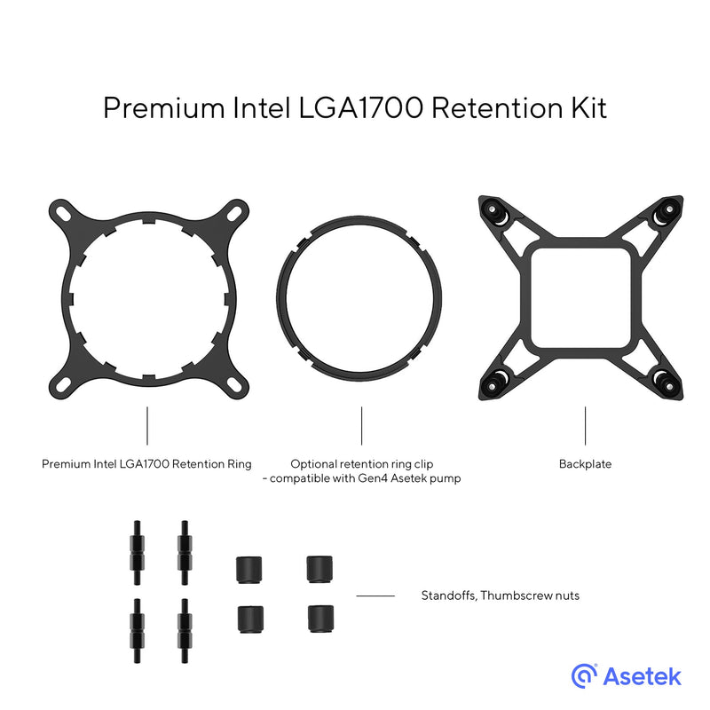  [AUSTRALIA] - Premium Intel LGA1700 Retention Kit for Asetek-Based Liquid Coolers – Kit with Premium Finish Plus Easy Installation