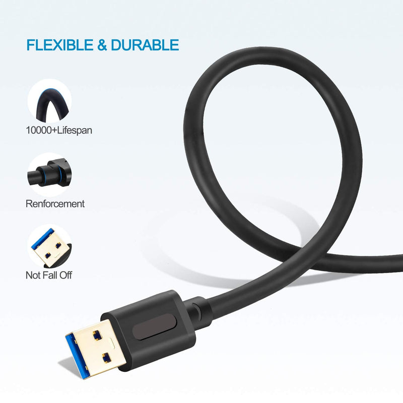  [AUSTRALIA] - USB 3.0 A to A Male Cable 6Ft,USB to USB Cable USB Male to Male Cable USB Cord with Gold-Plated Connector for Hard Drive Enclosures, DVD Player, Laptop Cooler (6Ft/1.8M) 6 Ft