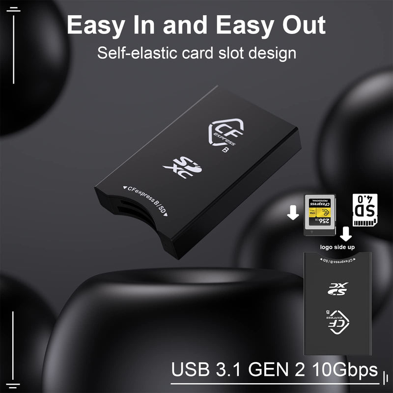  [AUSTRALIA] - 10Gbps CFexpress Type B and SD UHS-II Dual-Slot Memory Card Reader, USB 3.1 Gen 2 CFexpress Reader for CFexpress Type B / SD Card Read 2 Cards Simultaneously Support Windows/Android/Mac OS/Linux CL-CR312-C-01