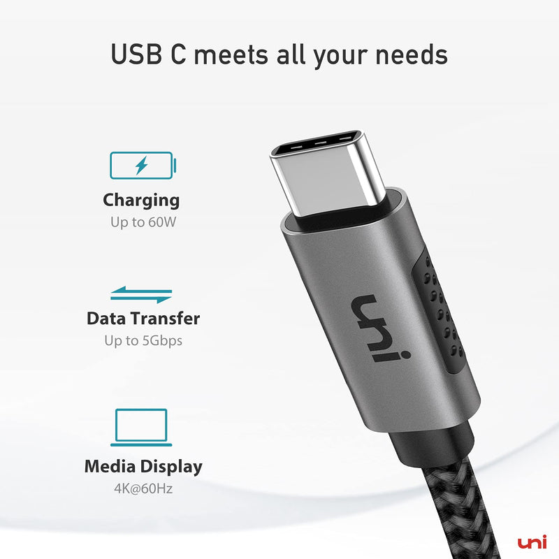  [AUSTRALIA] - USB C to USB C Cable 4K@60Hz, uni USB Type C to USB-C Video Monitor 60W Cable with PD Fast Charging, Compatible with Galaxy S20 Ultra, MacBook Pro, iPad Pro 2020, Nintendo Switch, Oculus