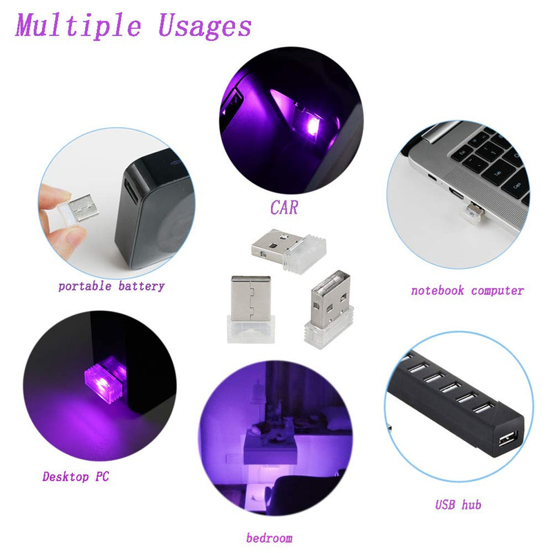 Bevinsee Mini USB Led Light for Car Plug-in 5V Lamp Interior Ambient Lighting Kit,Pink,3pcs Pink - LeoForward Australia