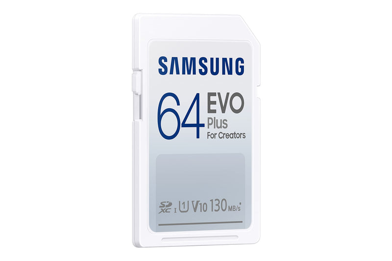  [AUSTRALIA] - SAMSUNG EVO Plus Full Size 64 GB SDXC Card 130MB/s Full HD & 4K UHD, UHS-I, U1, V10 (MB-SC64K/AM) 64GB New Generation - up to 130 MB/s