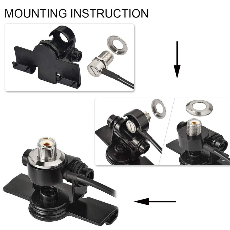  [AUSTRALIA] - Bingfu Vehicle Mobile Radio Antenna Fix Bracket Mounting Lip Mount with 5m 16.5 feet UHF PL259 Male to SO239 Female Bulkhead Mount RG58 Cable for Car Truck Ham Radio Amateur Radio Antenna Lip Mount