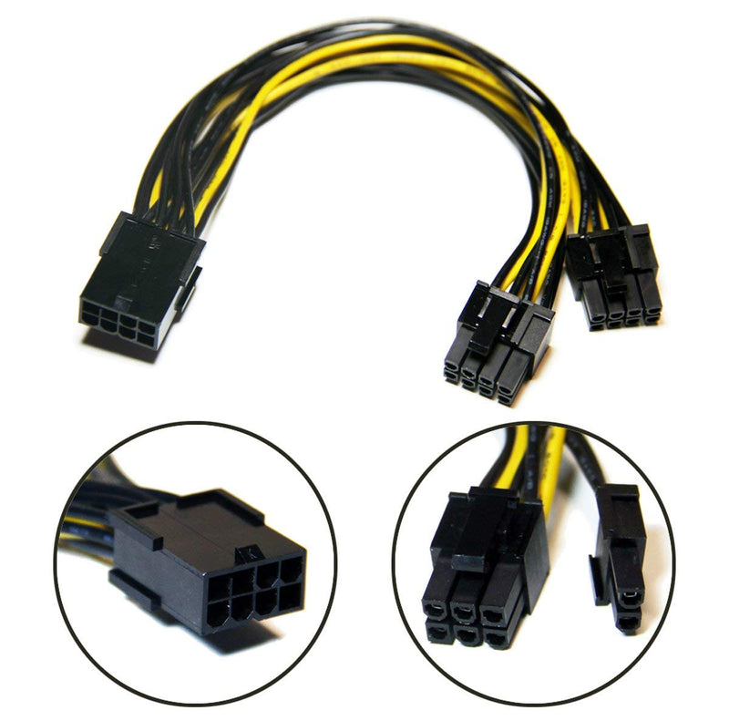  [AUSTRALIA] - Liyafy CPU 8 Pin Female to Dual PCIe 8Pin (6+2) Pin Male Splitter Power Extension Cable for Graphics Card 9inch3 Pack