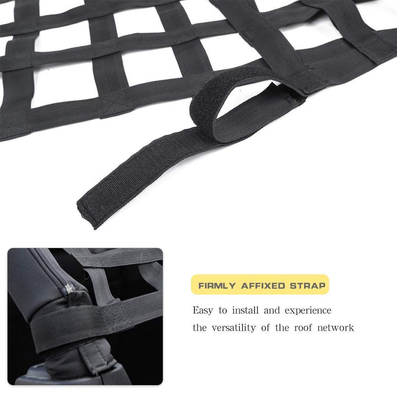  [AUSTRALIA] - JeCar Mesh Roof Cargo Net Roof Hammock Exterior Accessories for 1987-2020 Jeep Wrangler YJ TJ LJ JK JK JL JL JT, Black