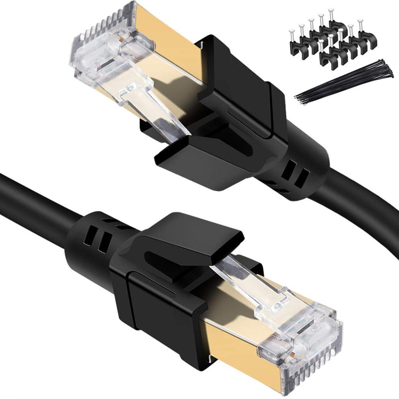  [AUSTRALIA] - CAOOYOO Cat8 Ethernet Cable Internet Network Patch Cord, 40Gbps 2000Mhz High Speed Gigabit SFTP LAN Wire Cables with Gold Plated RJ45 Connector for Router, Modem, Xbox 6.5ft - 2m Black 1