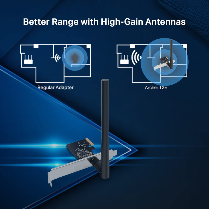  [AUSTRALIA] - TP-Link PCIe WiFi Card AC600 for Desktop PC, Dual Band Wireless Internal Network Card(Archer T2E) High-Gain Antenna, MU-MIMO, WPA3, Low Profile, Supports Windows 10