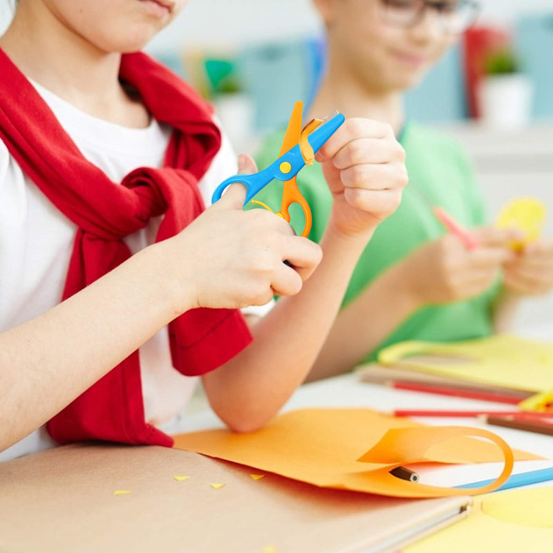  [AUSTRALIA] - 5 Pack Toddler Scissors, Safety Scissors For Kids, Plastic Children Safety Scissors, Dual-Colour Preschool Training Scissors For Cutting Tools Paper Craft Supplies