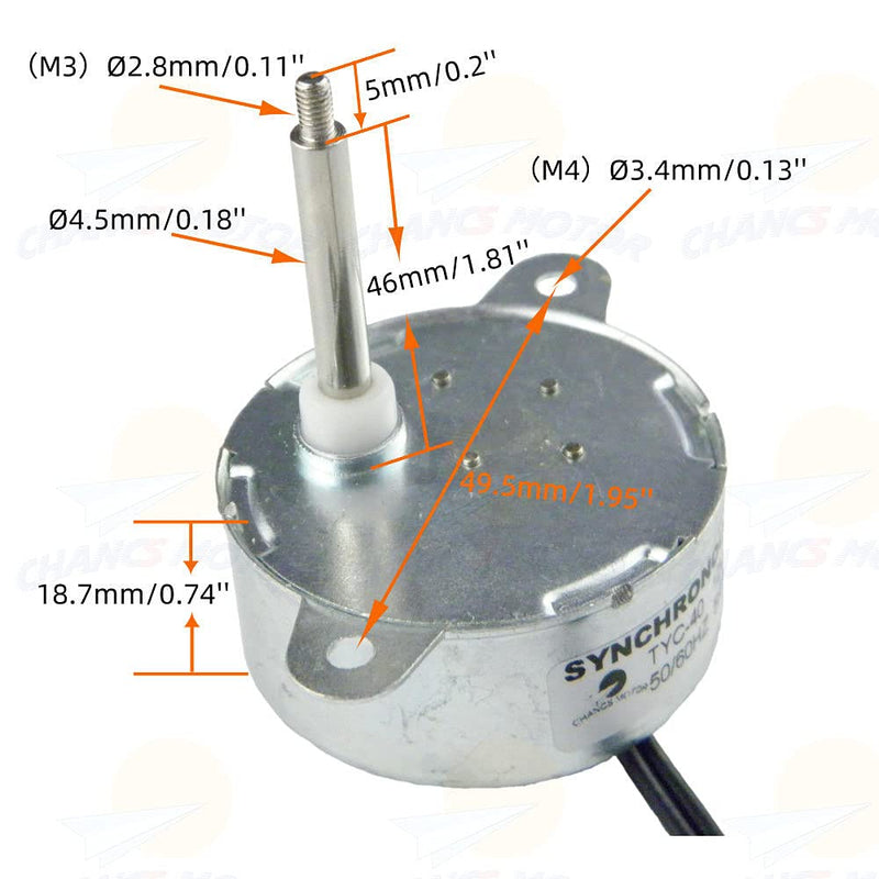  [AUSTRALIA] - CHANCS TYZ42 Synchronous Motor TYC-40 AC 12V 5RPM Shaft Length 46MM for Fiber Optic Christmas Ornament Shaft 46mm