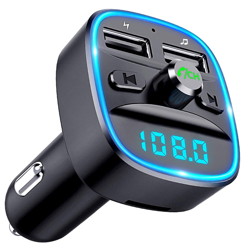  [AUSTRALIA] - [Upgraded] COMSOON Bluetooth FM Transmitter for Car, Bluetooth Car Adapter MP3 Player FM Transmitter, Hands-Free Calling, Dual USB Ports (5V/2.4A & 1A), LED Screen, Support SD/TF Card USB Flash Drive