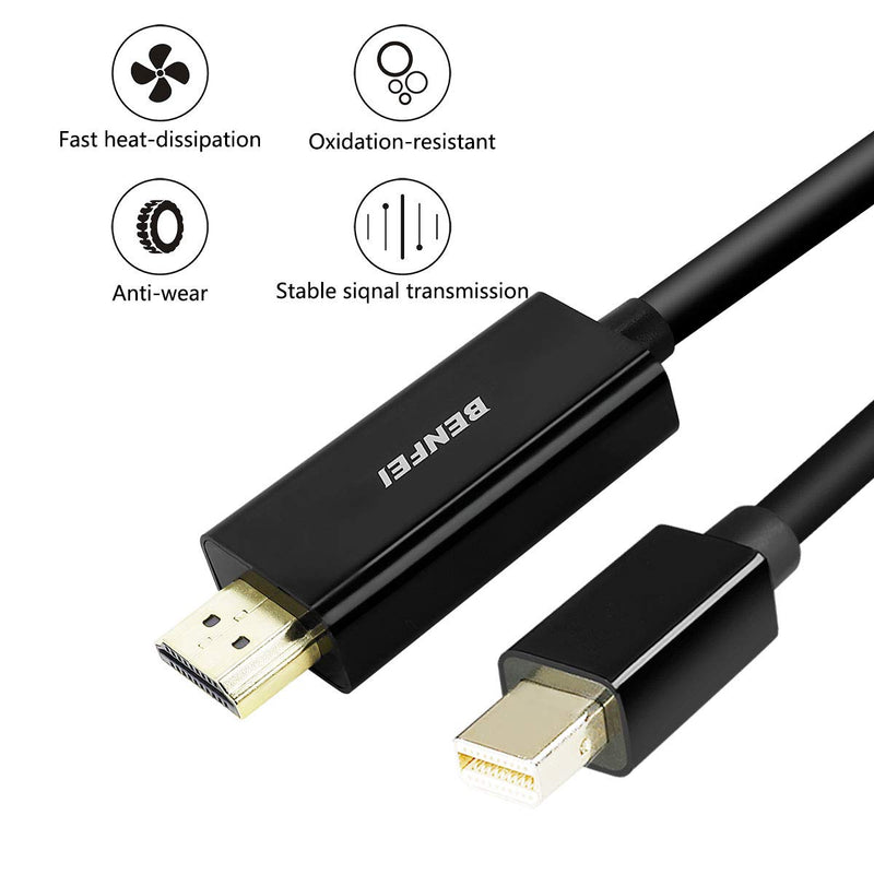 Mini DisplayPort to HDMI Cable, Benfei Mini DP to HDMI 6 Feet Cable (Thunderbolt Compatible) with MacBook Air/Pro, Surface Pro/Dock, Monitor, Projector Black - LeoForward Australia