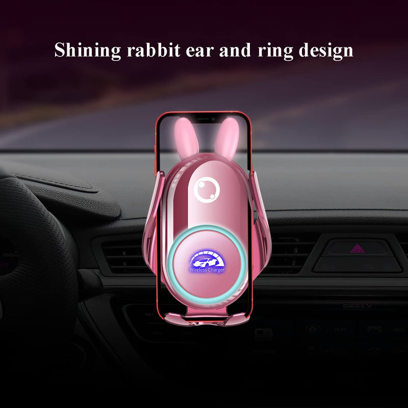  [AUSTRALIA] - Wireless Car Charger Mount,15W Fast Charging, Dashboard Airvent, Cute Car Phone Holder Compatible for iPhone13/13Pro/12/12Pro/SE/11/11Pro/XSMax/XS/XR/X/8,Samsung S20/S10/9/8/Note 20/Note10/9 (Pink)
