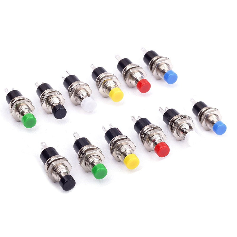 [AUSTRALIA] - Cylewet 12Pcs 1A 250V AC 2 Pins SPST Momentary Mini Push Button Switch Normal Open (Pack of 12) CYT1078