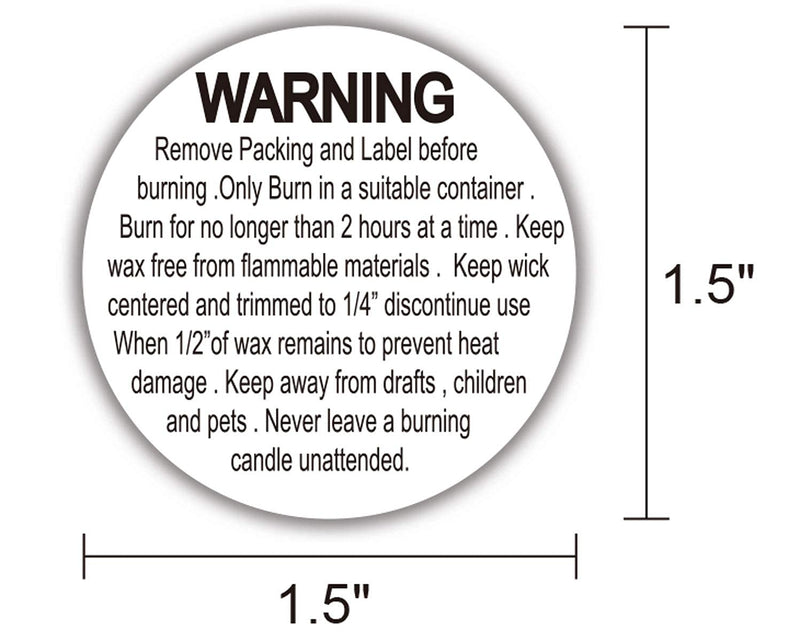  [AUSTRALIA] - SMAR 1.5 inch Round Generic Warning Stickers Jar Container Labels (White Black) - Warning Jar Container Stickers 500 per roll