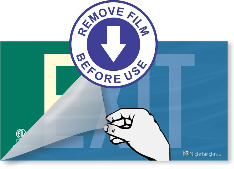  [AUSTRALIA] - Photoluminescent Exit Sign Green - Aluminum Code Approved UL 924 / IBC / NFPA 101 | NightBright USA Part Number ULG-050