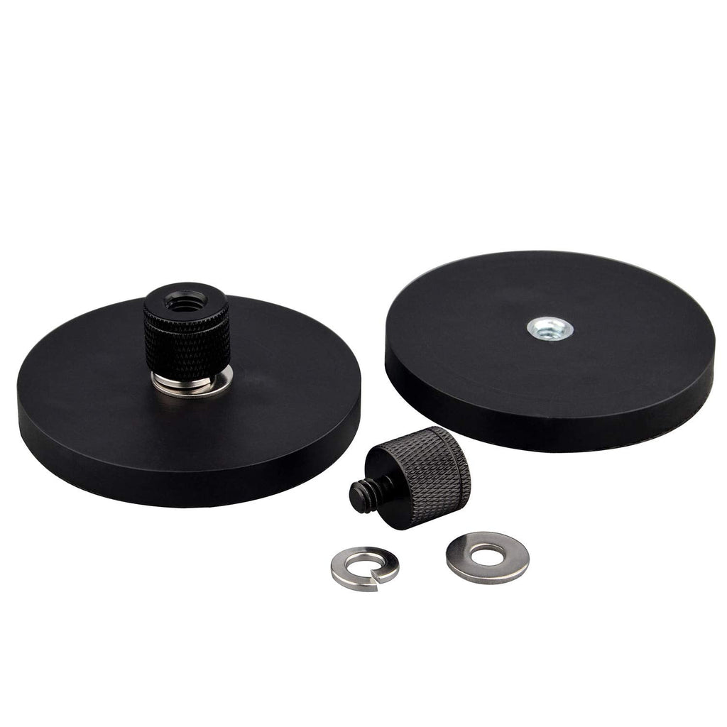  [AUSTRALIA] - MUTUACTOR 2Pack 55lb Neodymium Rubber Coated Magnetic Mounting with 1/4’’& 3/8’’Female Thread , Scratch Free Rubber Magnetic Base for Camera , Led Lighting, Tools .