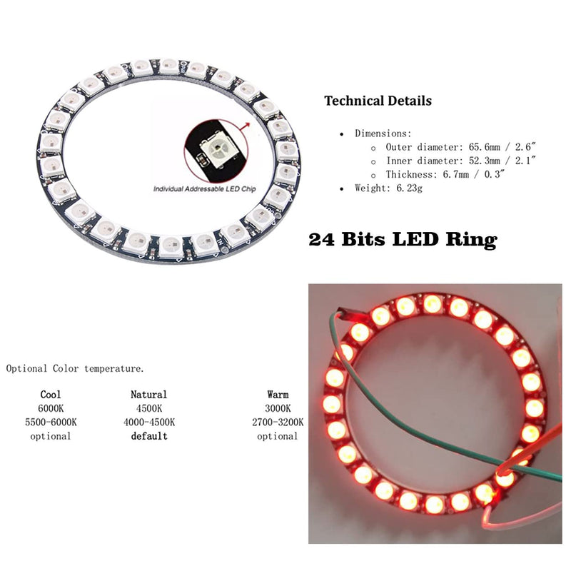  [AUSTRALIA] - WS2812 RGB LED Ring Set Kit 5050 WS2812B 7 12 16 24 Bits with Integrated Drivers for Arduino Raspberry Pi Mirco:bit ESP32