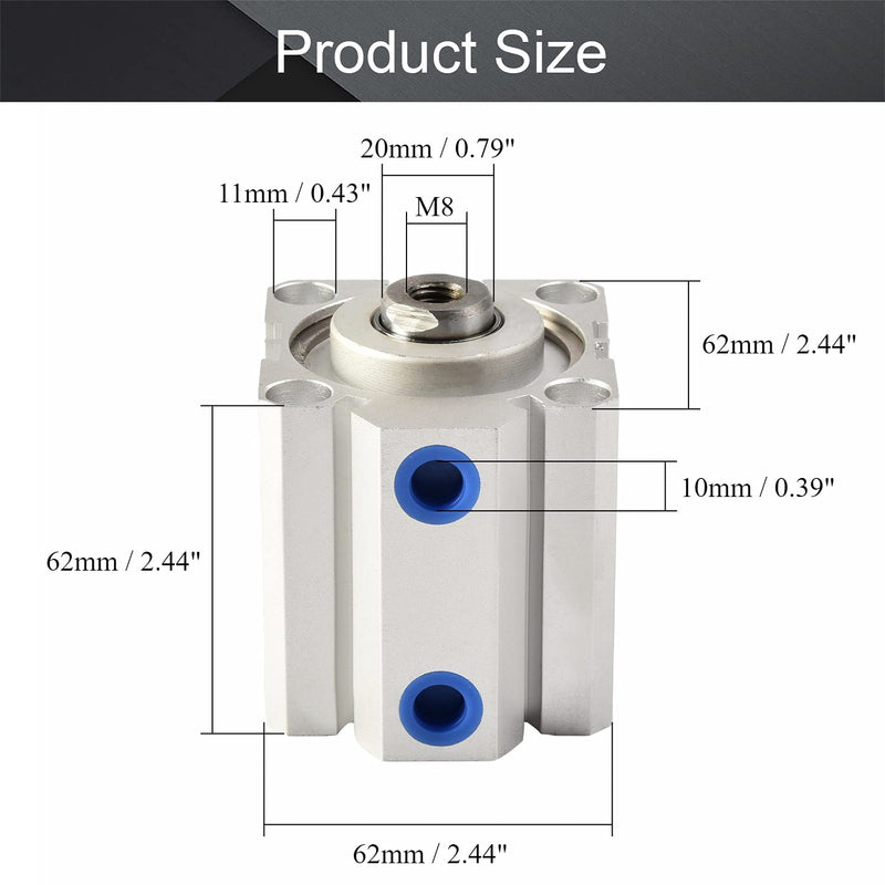  [AUSTRALIA] - Othmro SDA50 x 35 Sealing Thin Air Cylinder Pneumatic Air Cylinders, 50mm/1.97inch Bore 35mm/1.38inch Stroke Aluminium Alloy Pneumatic Components for Pneumatic and Hydraulic Systems 1pcs SDA50x35