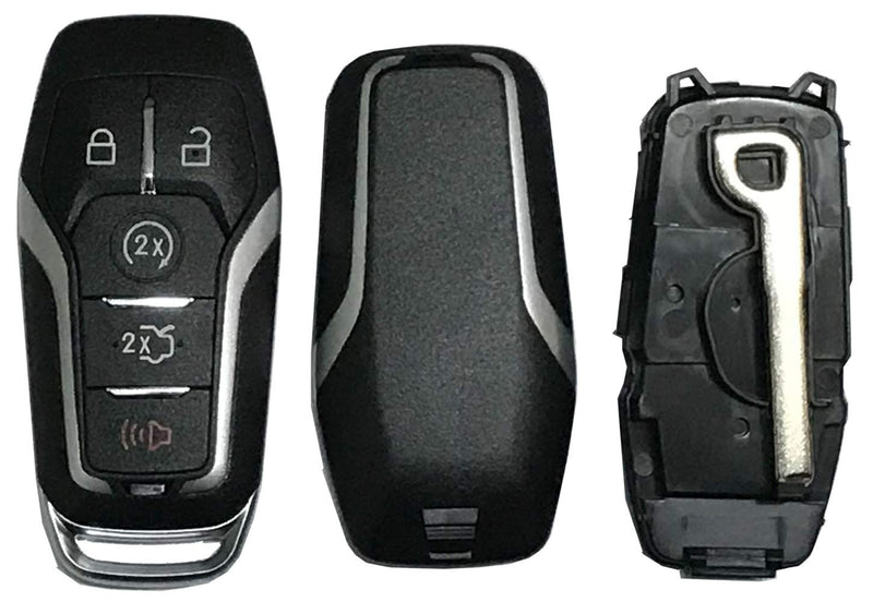  [AUSTRALIA] - Key Fob Case Shell Fit For Ford Explorer Edge Mustange Fusion 5 Buttons Replacement Keyless Entry Remote Smart Key Fob Cover Casing with Button Pad & Uncut Key Blade Blank Black