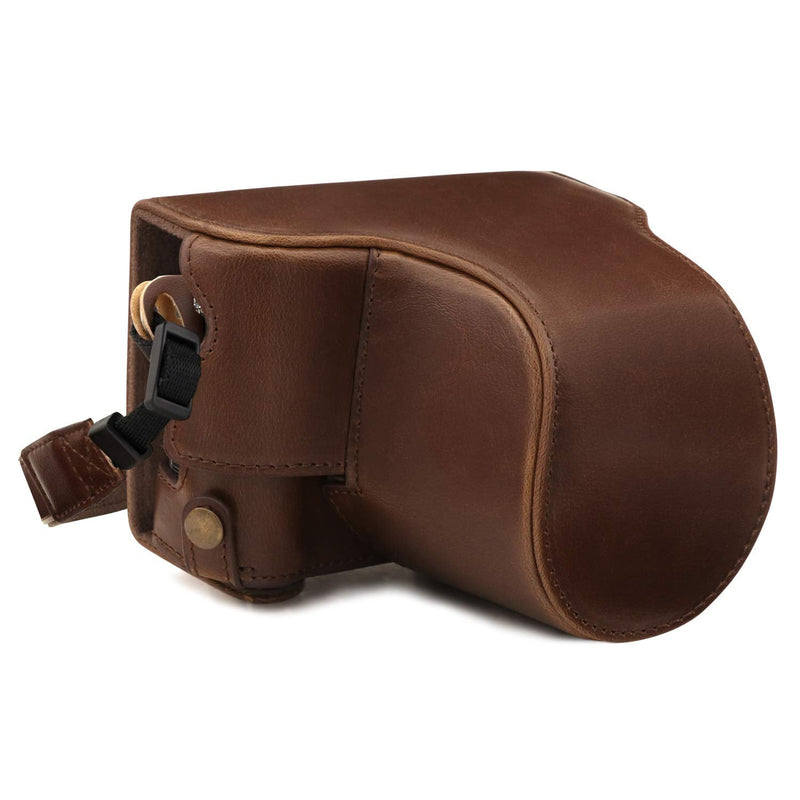  [AUSTRALIA] - MegaGear Ever Ready Leather Camera Case Compatible with Fujifilm X-A7 Dark Brown