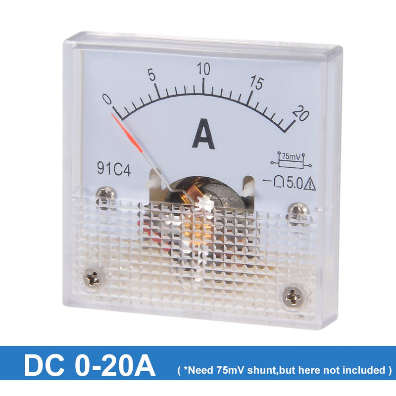  [AUSTRALIA] - uxcell 91C4-A Analog Current Panel Meter DC 20A Ammeter for Circuit Testing Ampere Tester Gauge 1 PCS 91C4 DC 20A