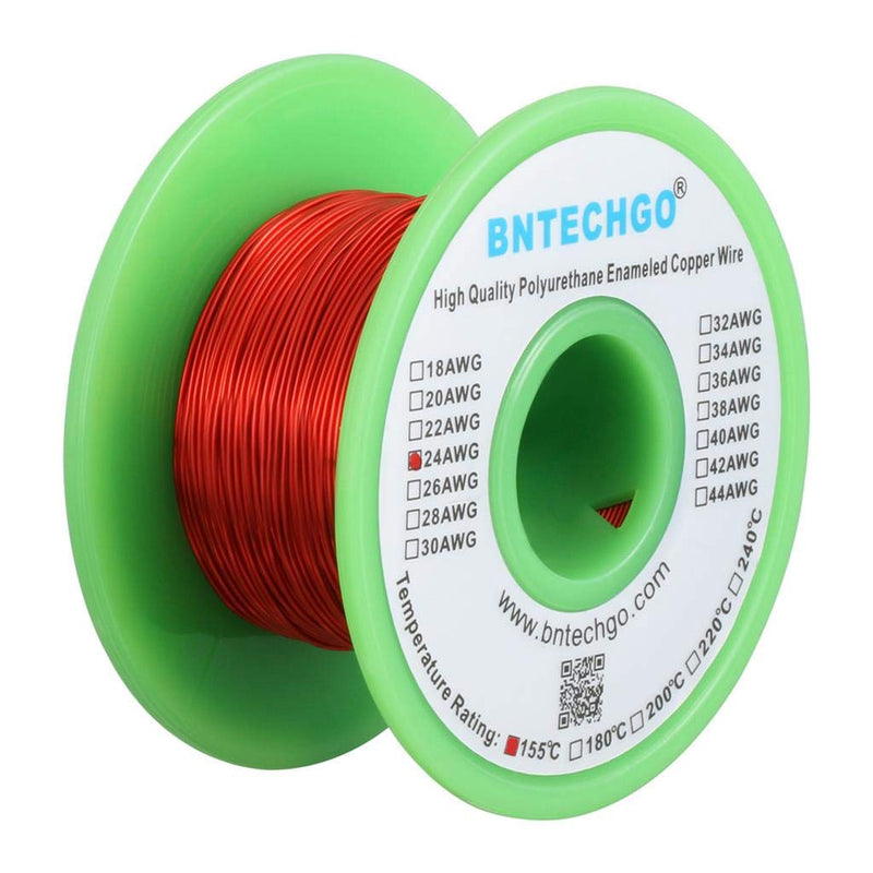  [AUSTRALIA] - BNTECHGO 24 AWG Magnet Wire - Enameled Copper Wire - Enameled Magnet Winding Wire - 4 oz - 0.0197" Diameter 1 Spool Coil Red Temperature Rating 155℃ Widely Used for Transformers Inductors 24 AWG enameled magnet wire 4 oz red 4 oz