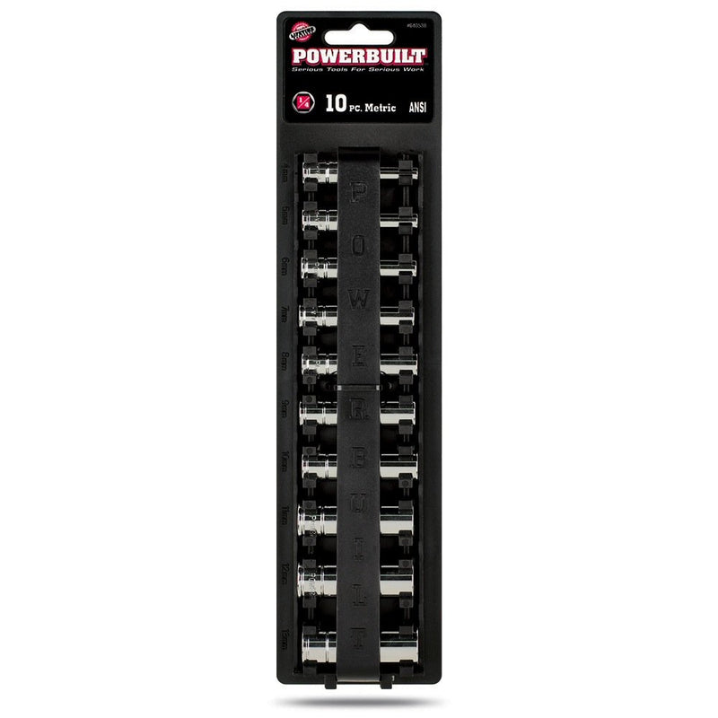  [AUSTRALIA] - Powerbuilt 640538 1/4-Inch Drive Metric Deep Socket Set, 10-Piece