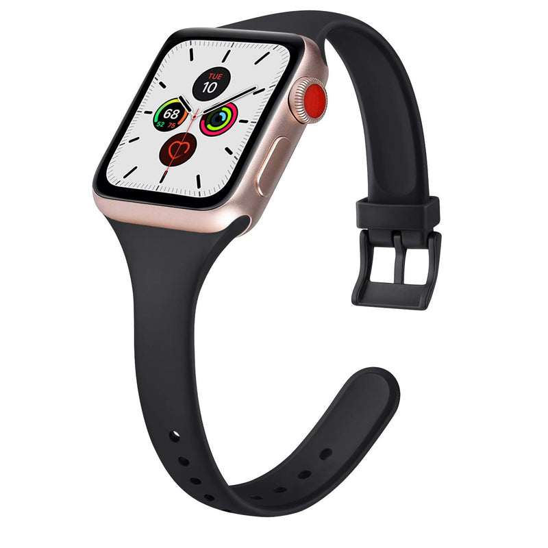 [6 PACK] Bands Compatible with Apple Watch Bands 40mm 38mm for Women Men, Slim Thin Narrow Bands for iWatch SE & Series 6 5 4 3 2 1 Black+Wine red+Grey+Light blue+Pink+White 38mm/40mm-Small - LeoForward Australia