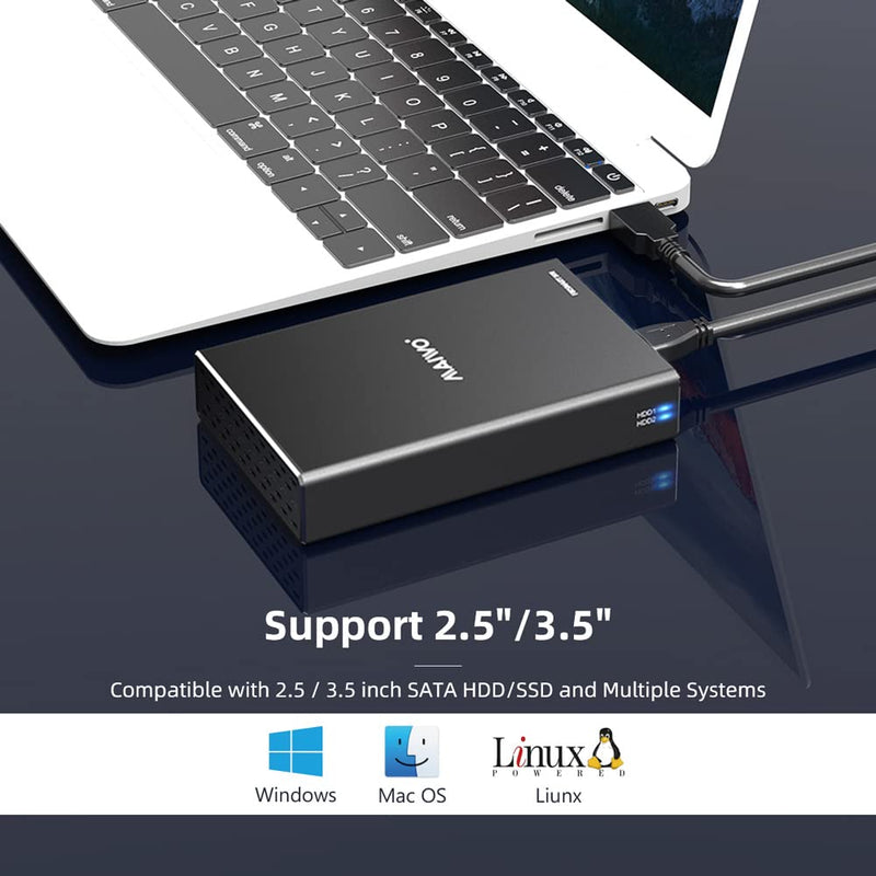  [AUSTRALIA] - MAIWO 2 Bay 2.5 inch USB 3.0 SATA Hard Drive HDD SSD Raid Aluminum Enclosure Support RAID 0/1 RAID Mode RAID Storage Case Up to 12TB