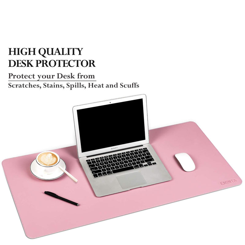 EMINTA Large Desk Pad Protector, Upgrade Sewing Edge 35.4 x 17Inch PU Leather Writing Mat, Gaming Mouse Pad, Waterproof Desk Blotter Pad, Double Sides (Purple/Pink) Purple/Pink - LeoForward Australia