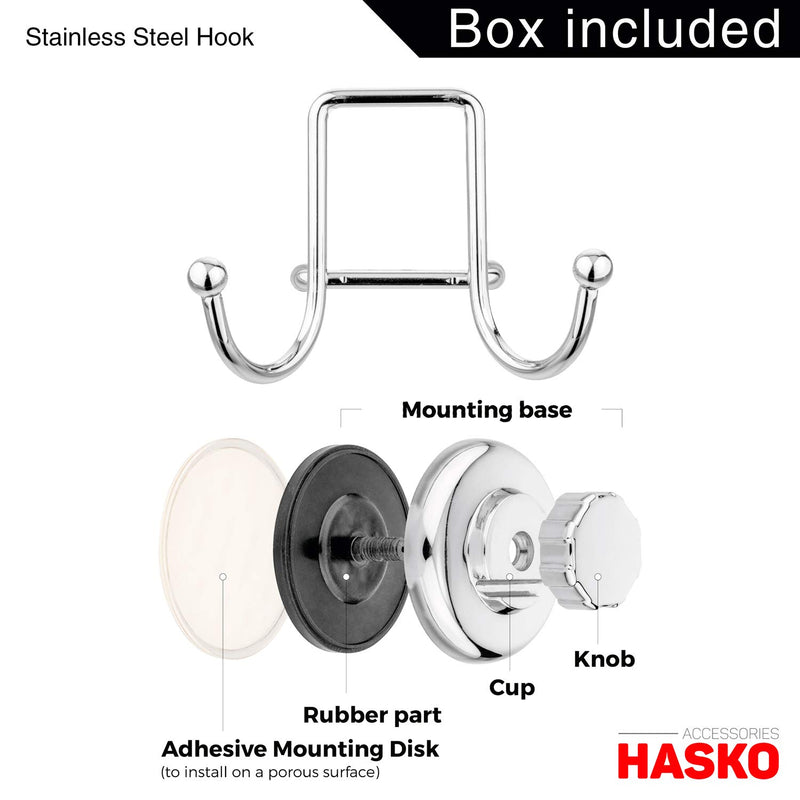 HASKO accessories - Powerful Vacuum Suction Cup Hooks Holder for Towel, Robe and Loofah - Stainless Steel Hook for Bathroom and Kitchen (Chrome) - LeoForward Australia