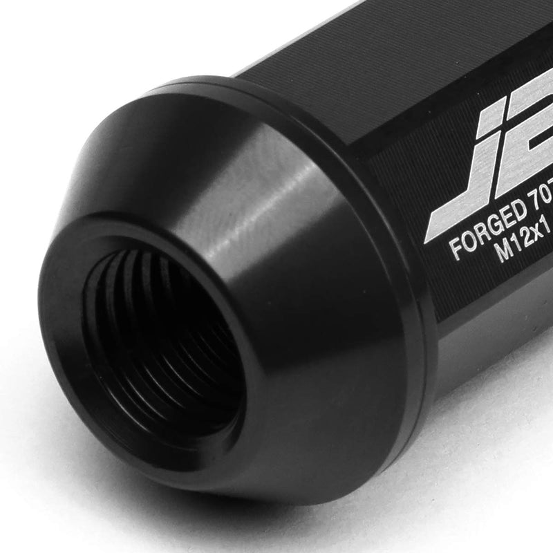  [AUSTRALIA] - J2 Engineering LN-T7-008-15-BK Black 7075 Aluminum M12X1.5 20Pcs L: 44mm Open End Lug Nut w/Socket Adapter