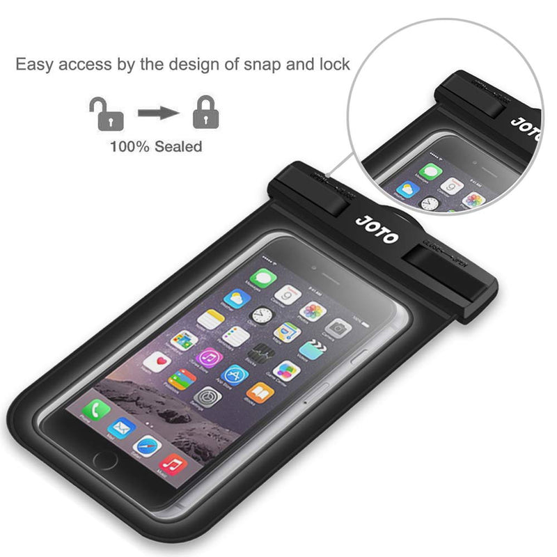  [AUSTRALIA] - JOTO Universal Waterproof Pouch Cellphone Dry Bag Case for iPhone 13 Pro Max Mini, 12 11 Pro Max Xs Max XR X 8 7 6S Plus SE, Galaxy S20 S20+ S10 Plus S10e /Note 10+ 9, Pixel 4 XL up to 7" -Black Black