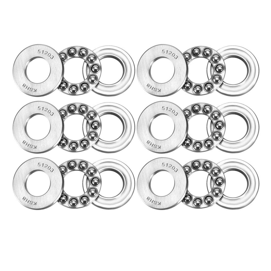  [AUSTRALIA] - uxcell 51203 Thrust Ball Bearings 17mm x 35mm x 12mm Chrome Steel ABEC3 Single Row Roller 6pcs