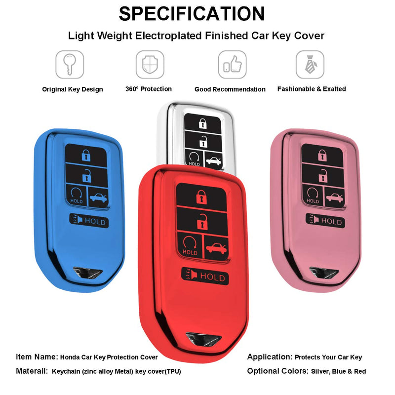  [AUSTRALIA] - SZJYLTC 5 Button Key Fob Case Cover for Honda 2019 Accord Civic Pilot Odyssey Passport CRV Smart Remote,Key Soft TPU Full Cover Protection Key Fob Shell Blue