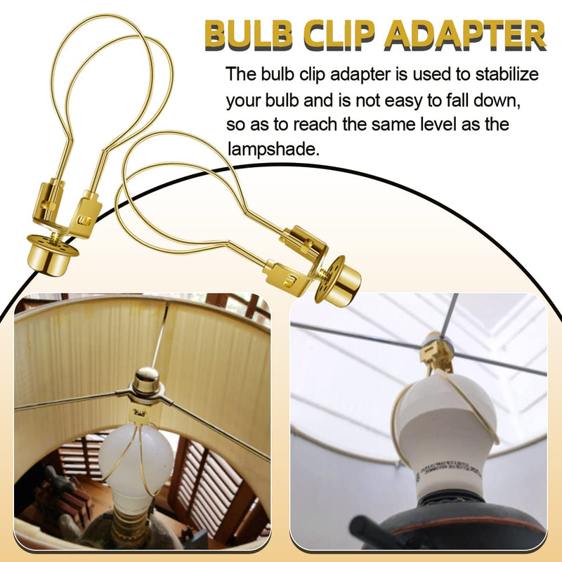  [AUSTRALIA] - Clip on Lampshade Adapter, Lamp Shade Light Bulb Clip Adapter Includes Finial and Lampshade Levellers, Lamp Shade Holder for Clip On Light Bulbs Attaching Finial DIY Lighting Accessories (1 Pcs, Gold)