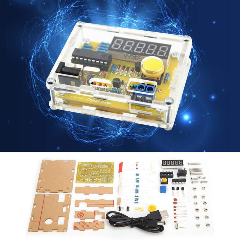  [AUSTRALIA] - 1Hz-50mHz Frequency Counter Module Crystal Oscillator Tester Module Frequency Measurement Diy Kit Yellow Case + Parts