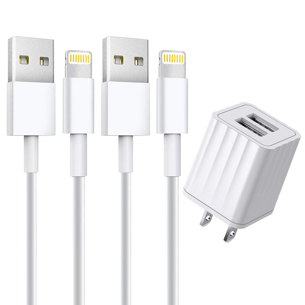  [AUSTRALIA] - [Apple MFi Certified] iPhone Charger, Stuffcool 2 Pack 6FT Lightning Cable Fast Charging Data Sync Transfer Cord with Dual Port USB Wall Charger Plug Compatible with iPhone 12/12 Pro/11/XS/XR/X/8/iPad