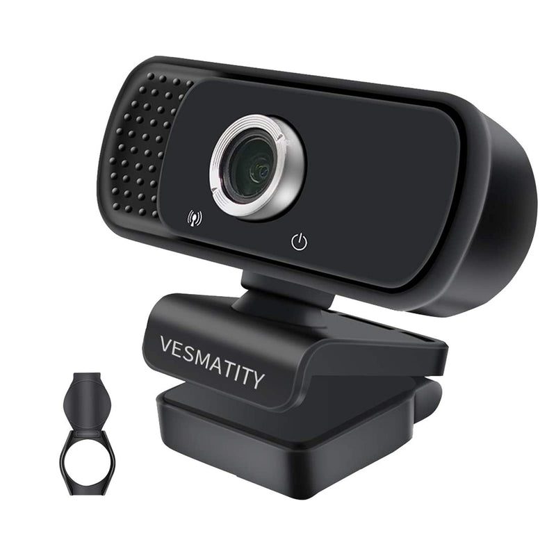  [AUSTRALIA] - VESMATITY 1080P Plug and Play USB Webcam with Privacy Shutter Streaming Web Camera with Microphone Widescreen Computer Camera for PC Mac Laptop Desktop Video Calling Conferencing Recording