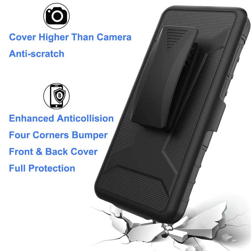  [AUSTRALIA] - Ailiber Compatible with Alcatel TCL A3 A509DL Case, Alcatel TCL A3 Case Holster with Screen Protector, Swivel Belt Clip Holster Kickstand Holder, Heavy Duty Full Body Cover for Alcatel TCL A3-Black Screen Protector & Black