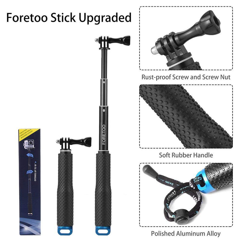  [AUSTRALIA] - Foretoo Selfie Stick,19”Waterproof Hand Grip Adjustable Extension Monopod Pole Compatible with Gopro Hero 7 6 5 4 2 1 AKASO, Xiaomi Yi,SJCAM SJ4000 SJ5000 SJ6000 ect